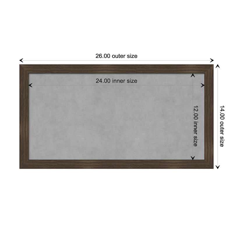 Amanti Art Woodgrain Stripe Chocolate Framed Magnetic Board - Board Size 24x12