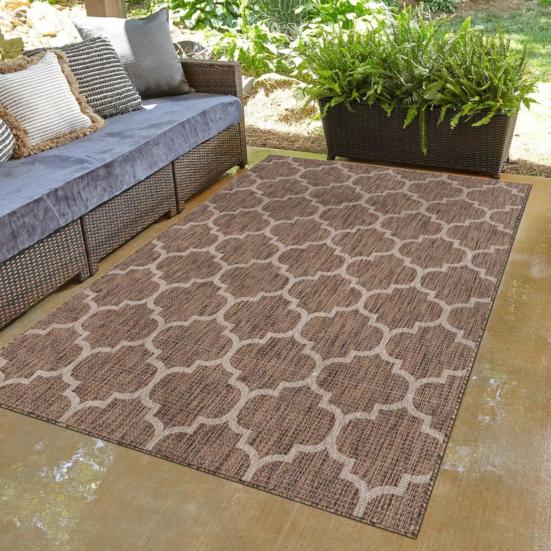 Outdoor Khence Collection Area Rug - Brown - 6'x9'