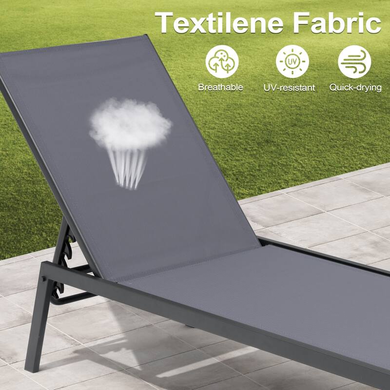 Crestlive Products Outdoor Patio Adjustable Stackable Chaise Lounges Chairs with Arms (Set of 2/4 )