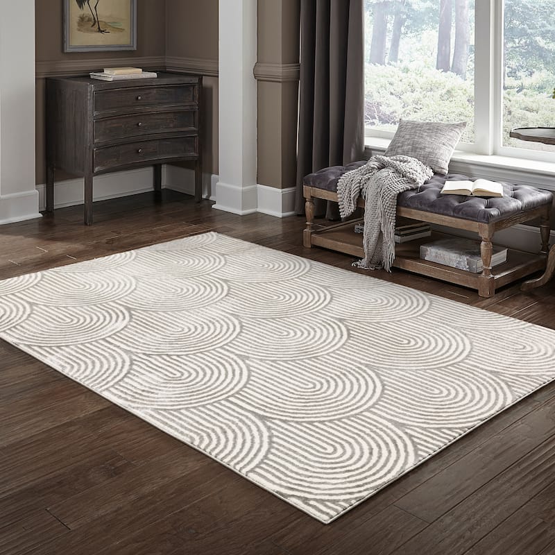Colin Art Deco Arches Grey/ Ivory Area Rug - 9' 10" x 12' 9" - Rectangle