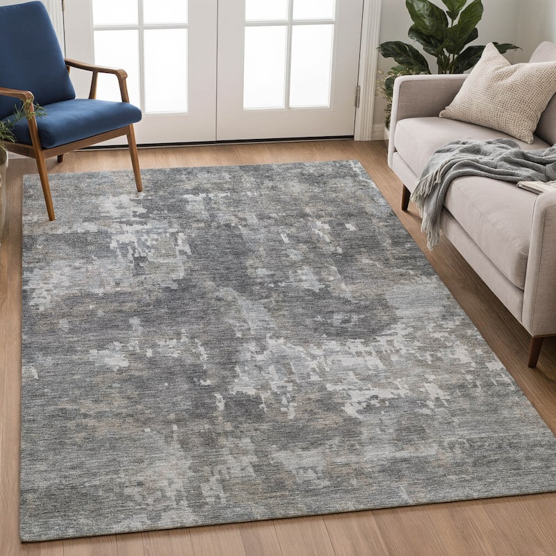 Machine Washable Indoor/ Outdoor Ombre Abstract Chantille Rug