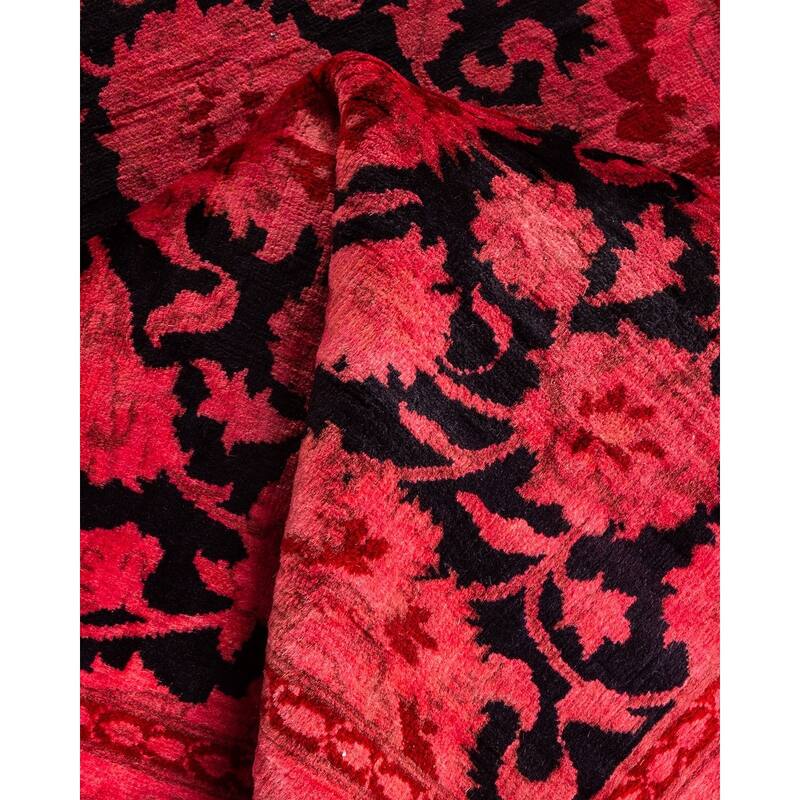 Overton Hand Knotted Wool Vintage Inspired Modern Contemporary Overdyed Red Runner Rug - 2' 6" x 12' 10"