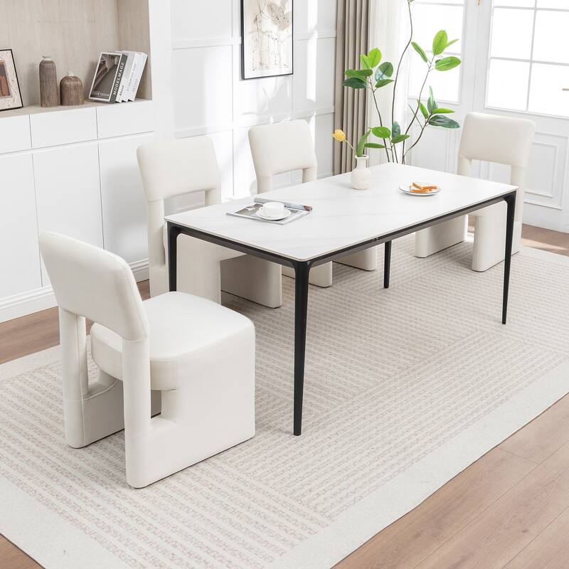 SEYNAR Modern Velvet Upholstered Armless Dining Chair Set of 4