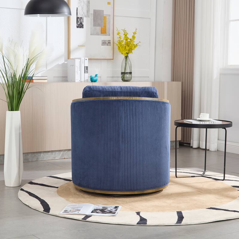 Corduroy Barrel Chair, Comfortable Living Room Accent Sofa Chair, 360 Degree Swivel Side Club Chair Leisure Arm Chair