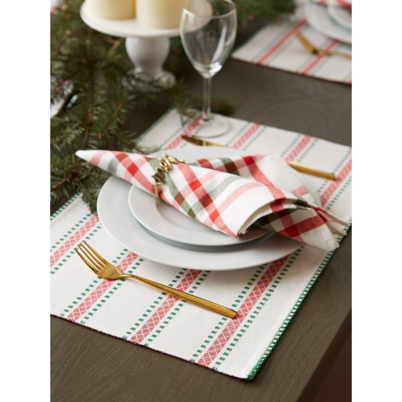 DII Joyful Snowflakes Reversible Embellished Placemat Set, 4 Piece