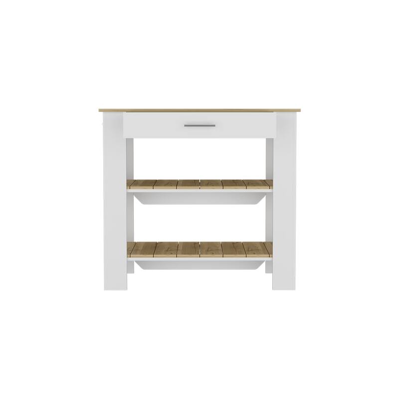 Kitchen Island 40 Inches Dozza,Storage Island with Two Shelves