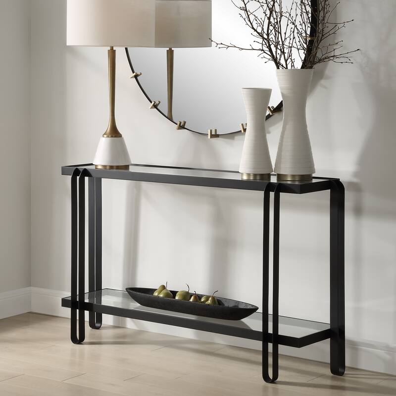 Uttermost Shadow Black Iron Console Table - 32.25'' H X 55.25'' W X 15.5'' D