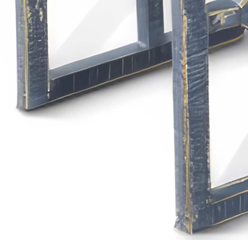 Rena 3 Piece Nesting Accent Table Set, Slatted, Rustic Blue Mahogany