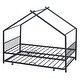 preview thumbnail 7 of 12, Twin Size Metal House Bed with Twin Size Trundle, Black House-shaped Frame with Roof for Kids Daybed Platform Bed