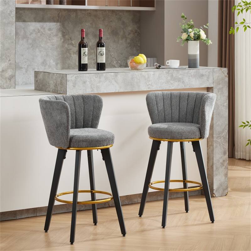 Counter Height Bar Stools Set of 2,360° Swivel Upholstered Barstools