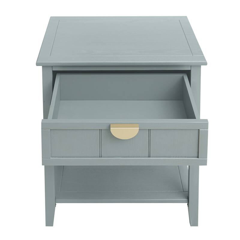 2 Drawer Wooden End Side Table