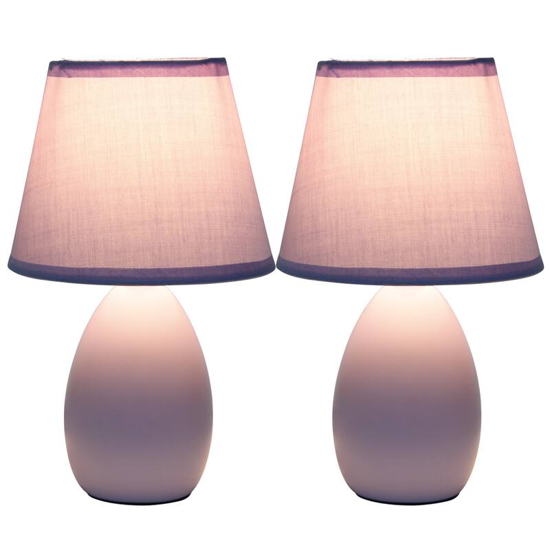 9.45" Petite Oblong Lamp 2 Pack Set w Matching Fabric Shade