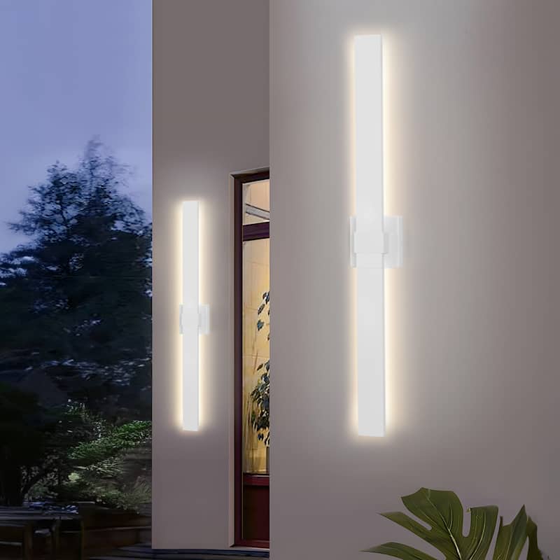 47.2"H Black/White Aluminum LED Outdoor Wall Sconce(Pack 2 or 3) - 2 Pack