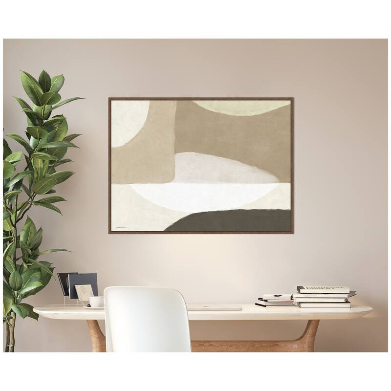 Kate and Laurel Abstract Neutral by Gabrielly Guedes Framed Canvas Wall Art Print