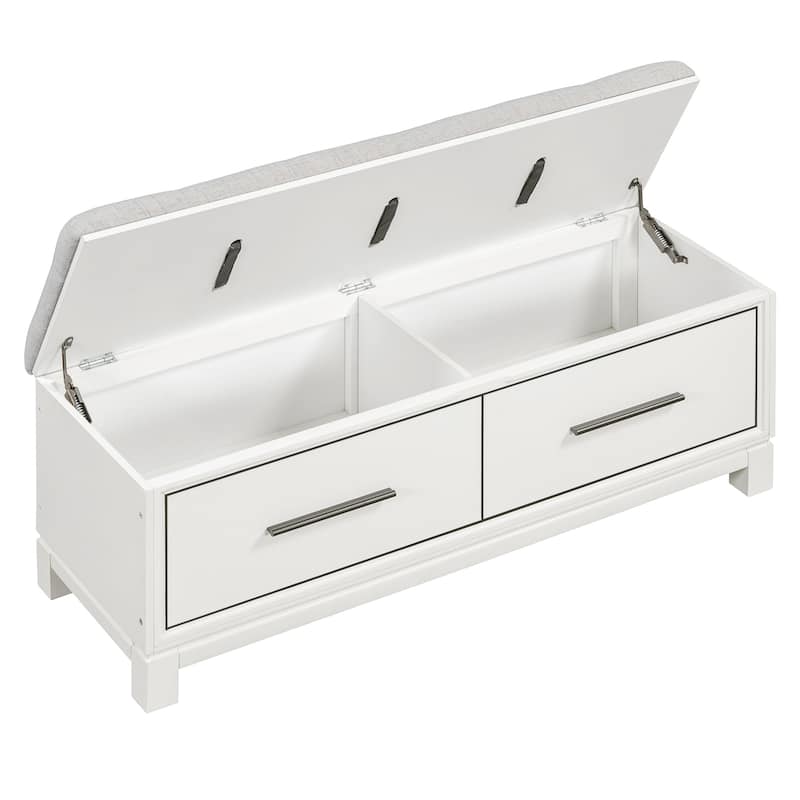 43" Shoe Bench with Removable Cushion & Lift Top Storage, Entryway Bench Wooden End of Bed Bench, Hidden Storage Space