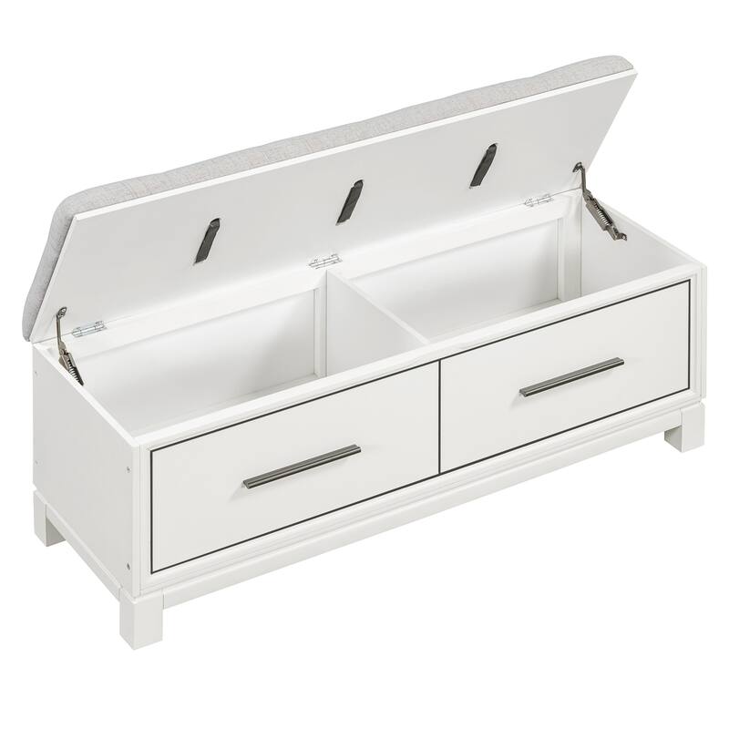 Upholstered Storage Bench, Shoe Bench with Removable Cushion, Entryway Bench wHidden Storage for Living Room, Entryway, Hallways