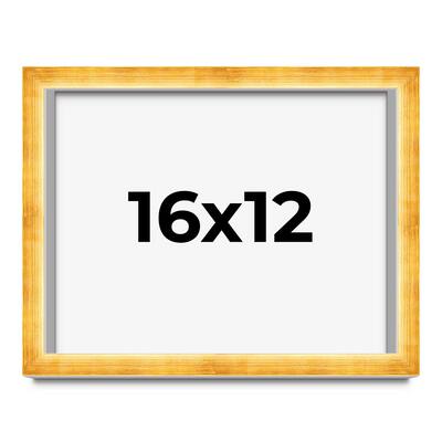 16x12 Shadow Box Frame Gold | 1.625 Inches Deep Real Wood Traditional