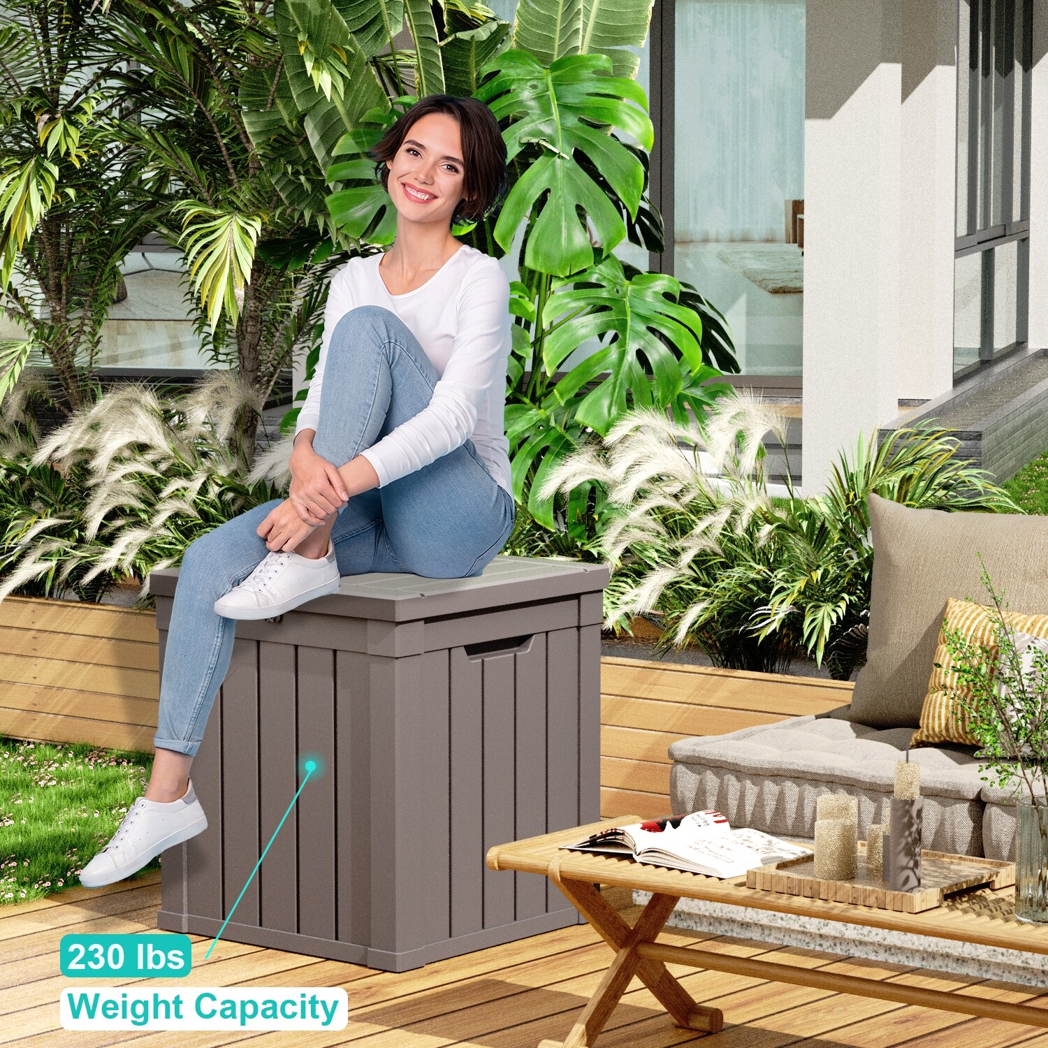 Deck Box Best Outdoor Cushion Storage 40 Gallon Waterproof Resin