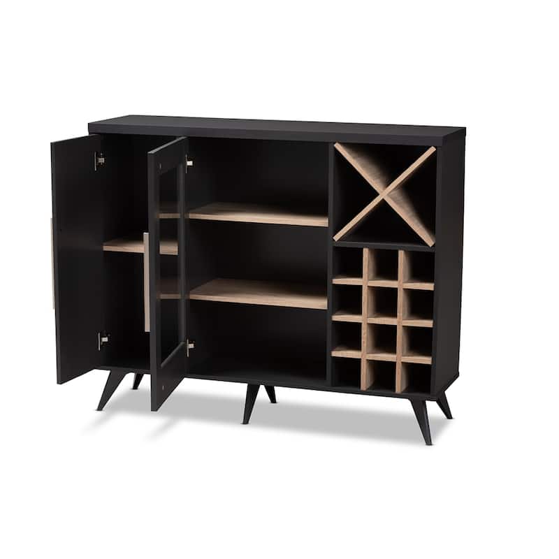 Pietro Mid-Century Modern Finished Wine Cabinet - 38.78" High x 47.24" Wide x 13.39" Deep