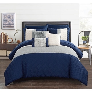 Chic Home Arza 10 Piece Color Block Quilted Comforter Set - Bed Bath ...