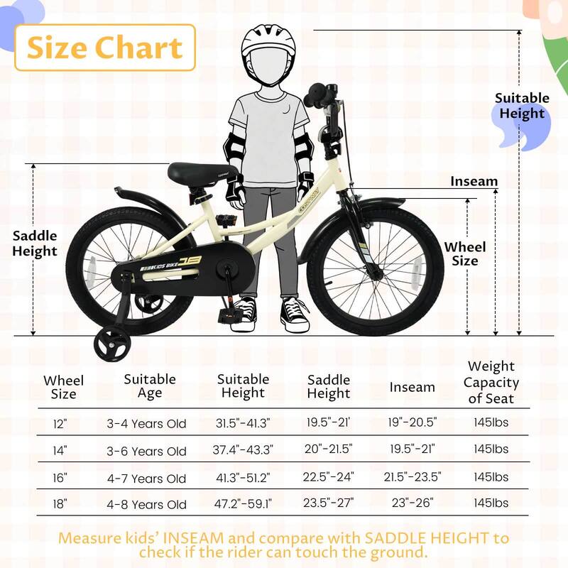 Costway 14" Kids Bike with Removable Training Wheels Adjustable Seat & - See Details