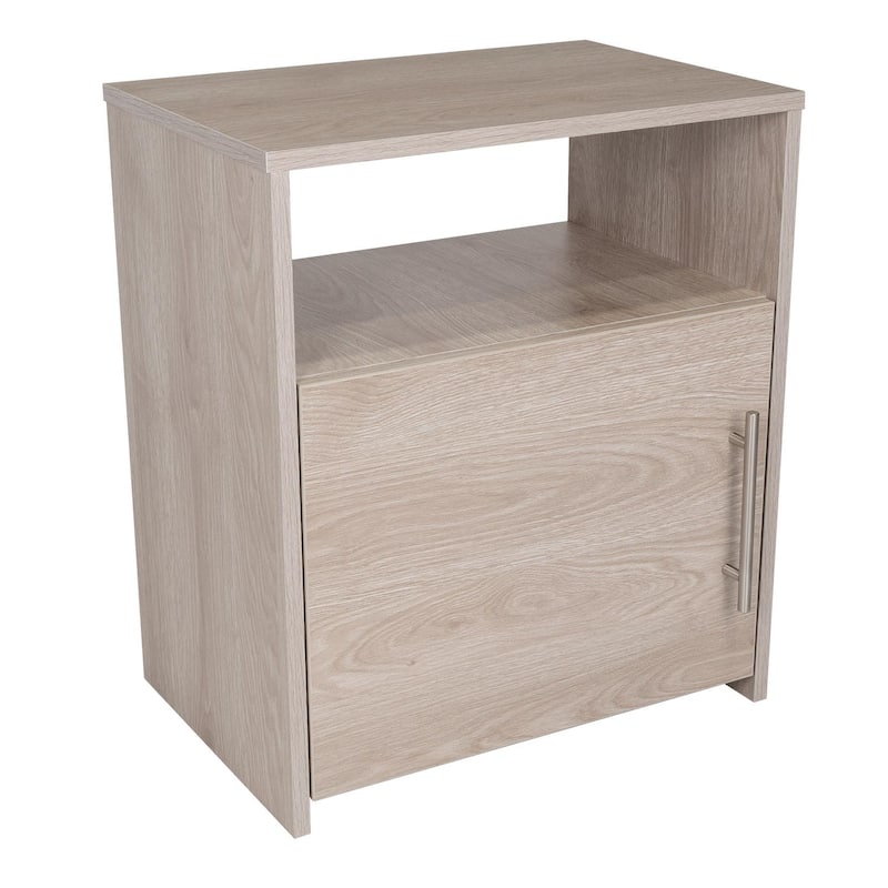 23” Modern Pine Wood Nightstand Bedside Table with Shelf and Metal Handle for Bedroom or Living Room