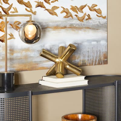 Sleek Aluminum Metal Jack Abstract Sculpture - Gold, Silver, Black
