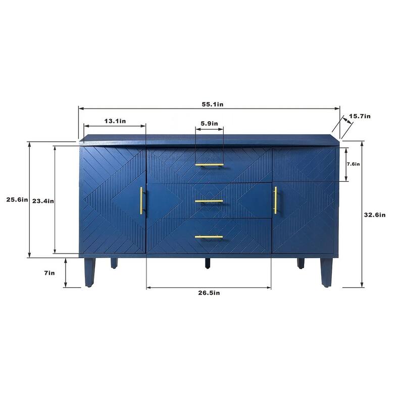 55" Stylish and Functional Buffet/Sideboard Cabinet with Carved Effect