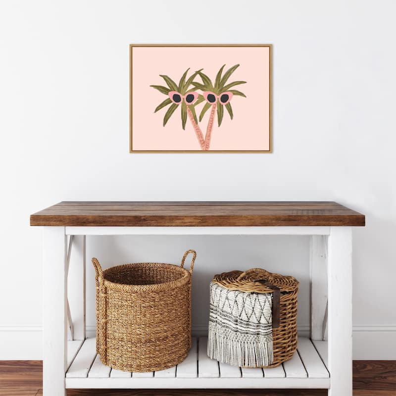 Palm Trees and Sunglasses by Kendra Dandy Canvas Art Framed - Sylvie Maple