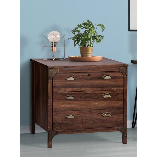 Shop Logan Walnut 3 Drawer Lateral Filing Cabinet Overstock 32006479