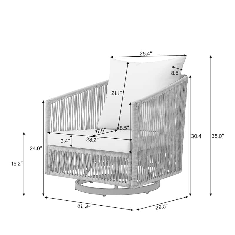 3-piece Cushioned Swivel Patio Wicker Furniture Set Outdoor Rattan Bistro Set