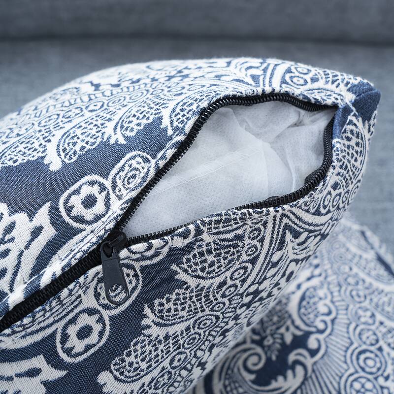 Christopher Knight Home - Lunaria 122" Modern Upholstered Curved Sofa with 2 Damask Pattern Pillows