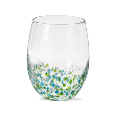 16 oz. Pebble Glass Stemless Wine Green Multi Dishwasher Safe Beverage Glassware Dinner Party Wedding Resturant