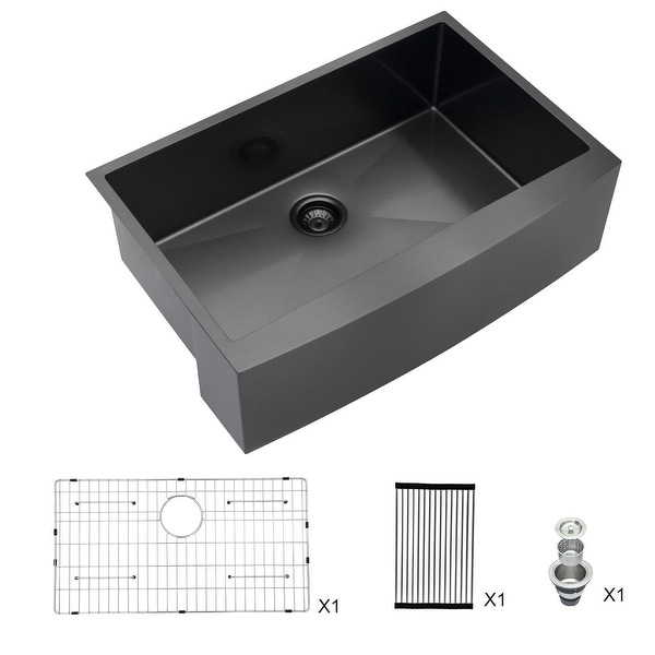 Lordear 30 Inch Gunmetal Matte Black Farmhouse Kitchen Sink Apron Front Sink Stainless Steel. Opens flyout.