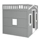 preview thumbnail 3 of 12, Gray+White Full Size Solid Wood House Loft Bed With Ladder for Kids, Boys and Girls, Bedroom