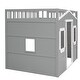 preview thumbnail 3 of 12, Gray+White Full Size Solid Wood House Loft Bed with Ladder