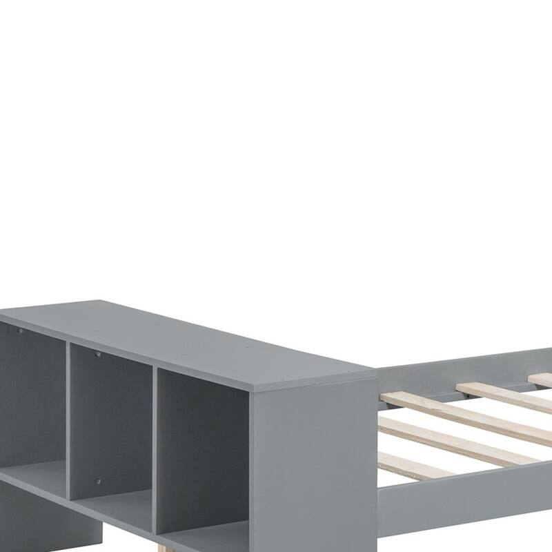 HomeRoots Gray Wood Twin Bed Frame With USB