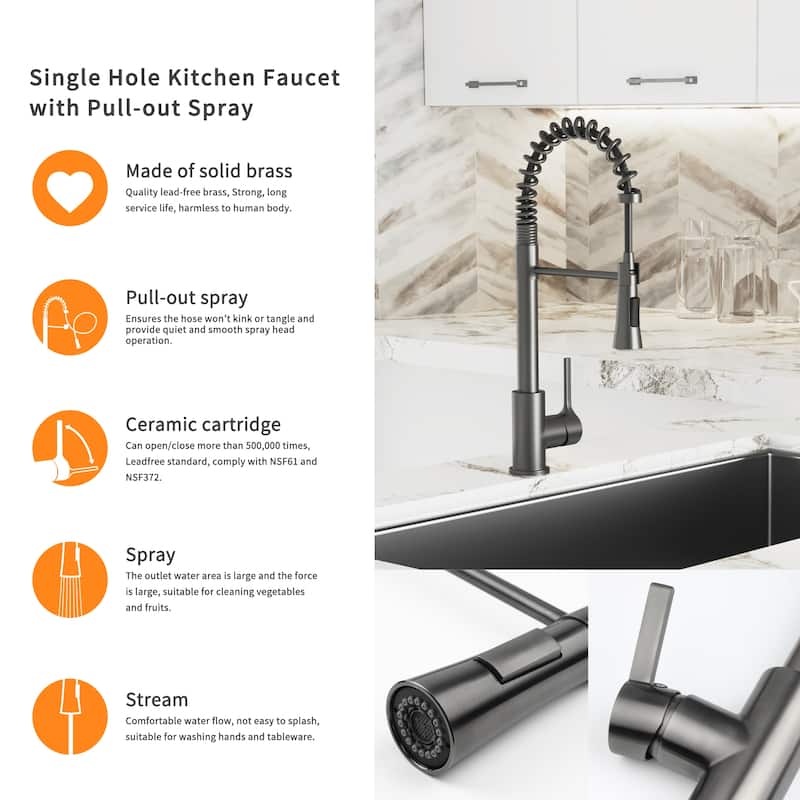 30 inch Drop-in Single Bowl Kitchen Sink, 18 Gauge Black Stainless Steel Kitchen Sink, Handmade Topmount Sink