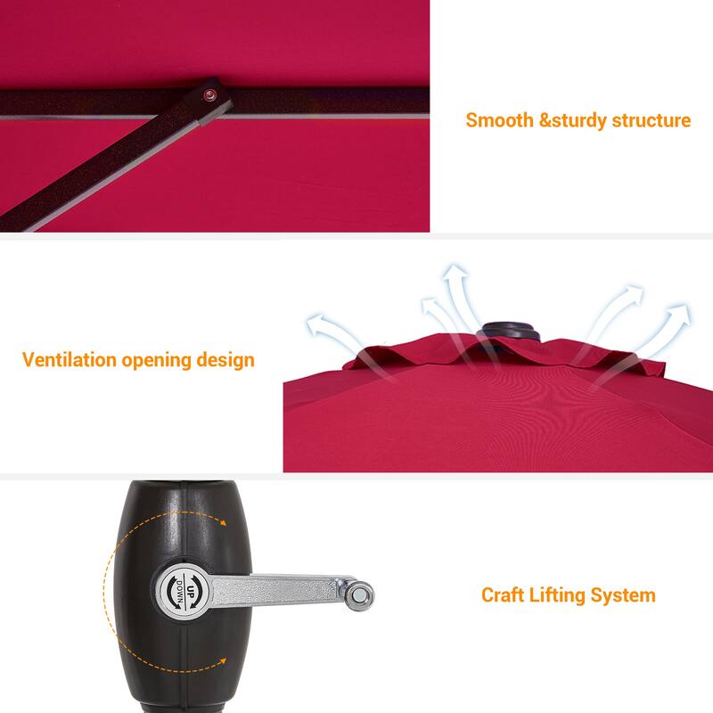 BONOSUKI 9ft Patio Umbrella,Outside Deck Table Umbrella,w/Tilt Crank