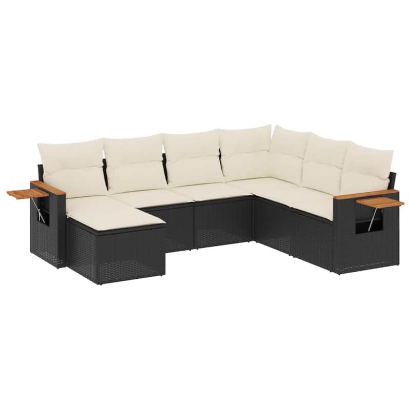 vidaXL Patio Sofa Set with Cushions Outdoor Conversation Furniture Poly Rattan - 21.7 x 21.7 x 14.6 in