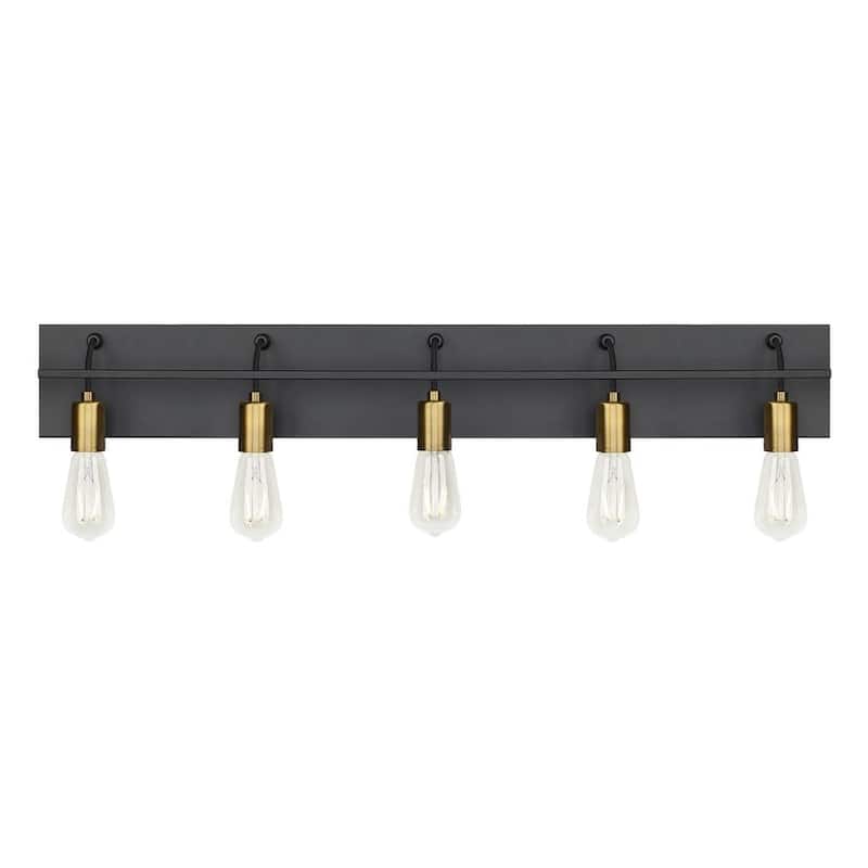 Tae Tae 5 Bath Industrial  Wall Bath Fixture in Black Aged Brass - Black/Aged Brass