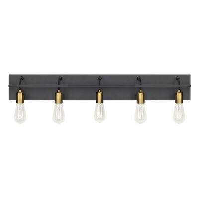 Tae Tae 5 Bath Industrial  Wall Bath Fixture in Black Aged Brass - Black/Aged Brass