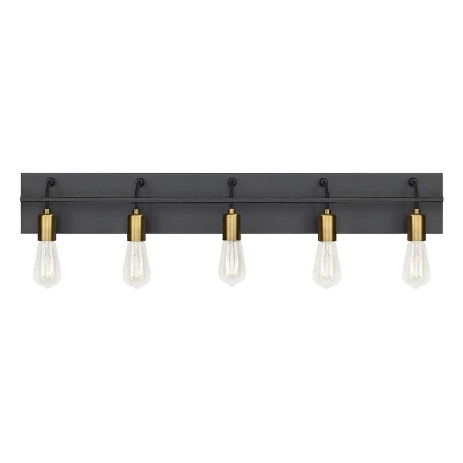 Tae Tae 5 Bath Industrial  Wall Bath Fixture in Black Aged Brass - Black/Aged Brass