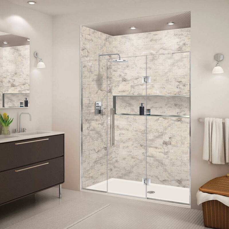 Transolid EHTF68267610C-T Elizabeth 76" High x 68" Wide Hinged Semi - Polished Chrome
