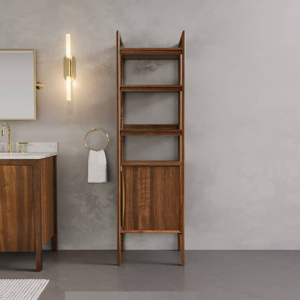 Ferrero 21 in. W x 17 in. D x 72 in. H Dark Walnut Wood Free Standing Linen Cabinet in Noir Juglans