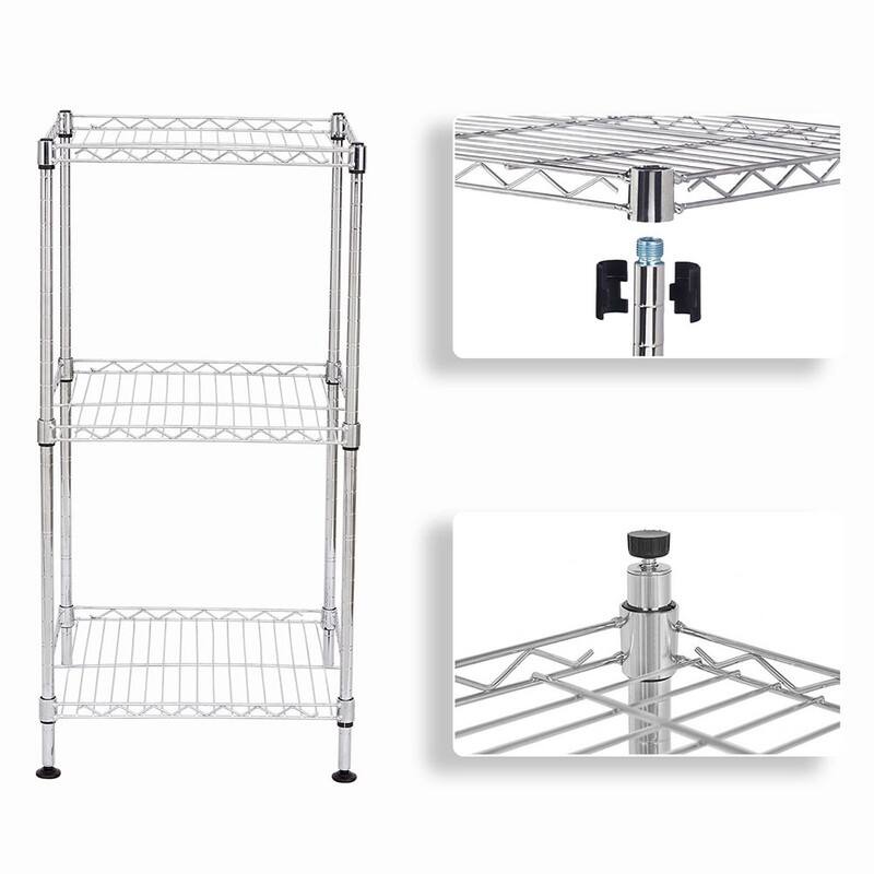 Black 3-Tier Black Wire Shelving Tower