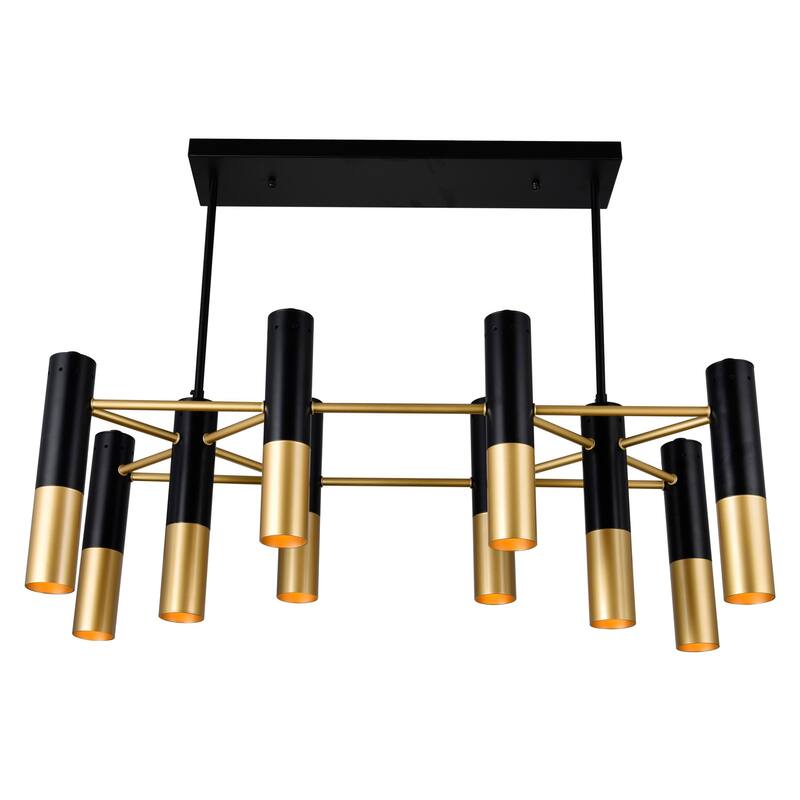 Anem 10 Light Down Chandelier With Matte Black & Satin Gold Finish - Matte Black/Satin Gold