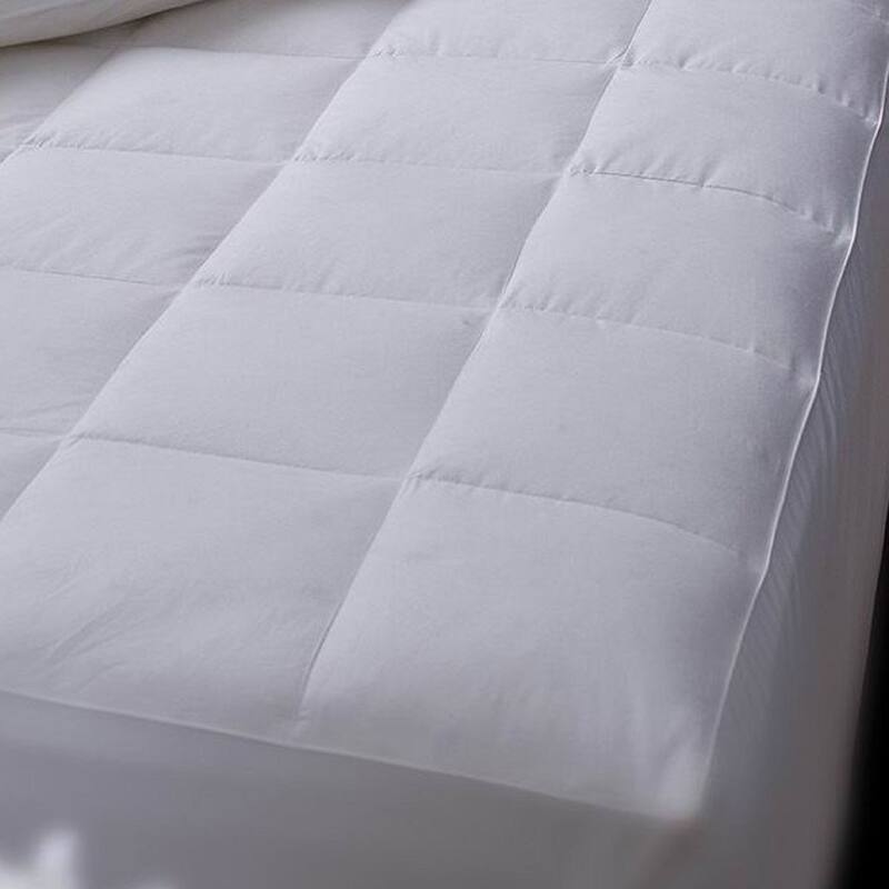 Down Alternative Quilted Mattress Pad - 100% Cotton Shell - 8” Box Quilting - 18" Skirt - White