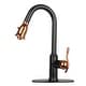 preview thumbnail 2 of 13, Two-Tone Matte Black & Rose Gold Kitchen Faucet with Deck Plate, Single Level Handle and Pull Down Sprayer Black-Rose Gold