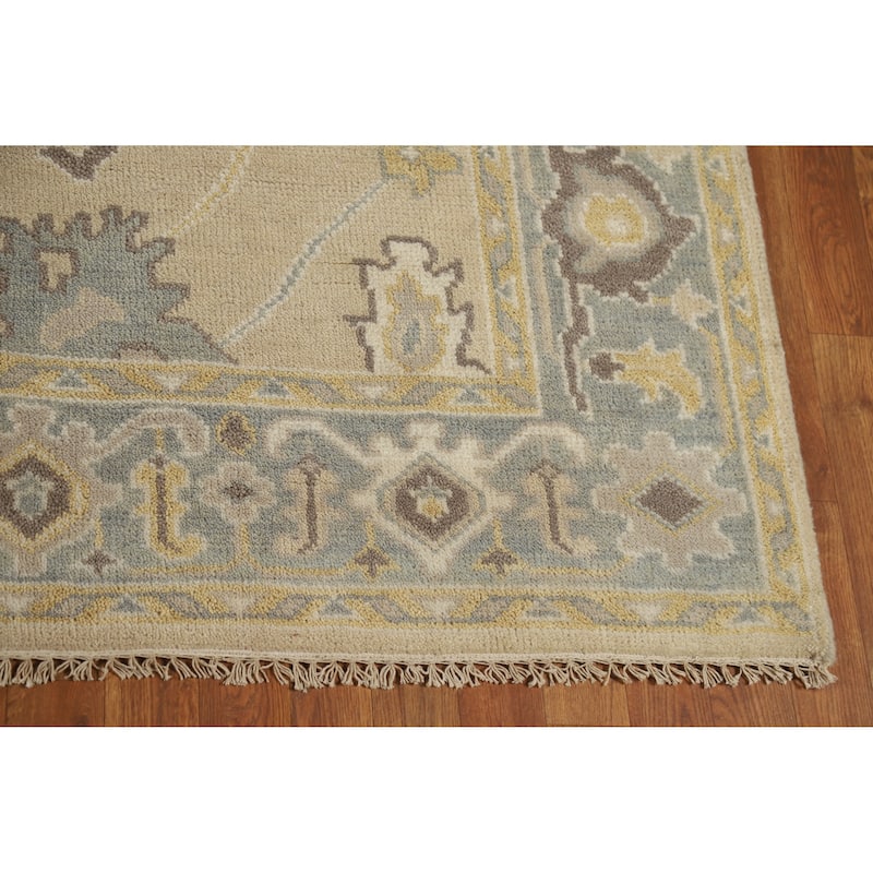 Earth Tone Oushak Style Area Rug Handmade Floral Wool Carpet - 6'2" x 9'0"